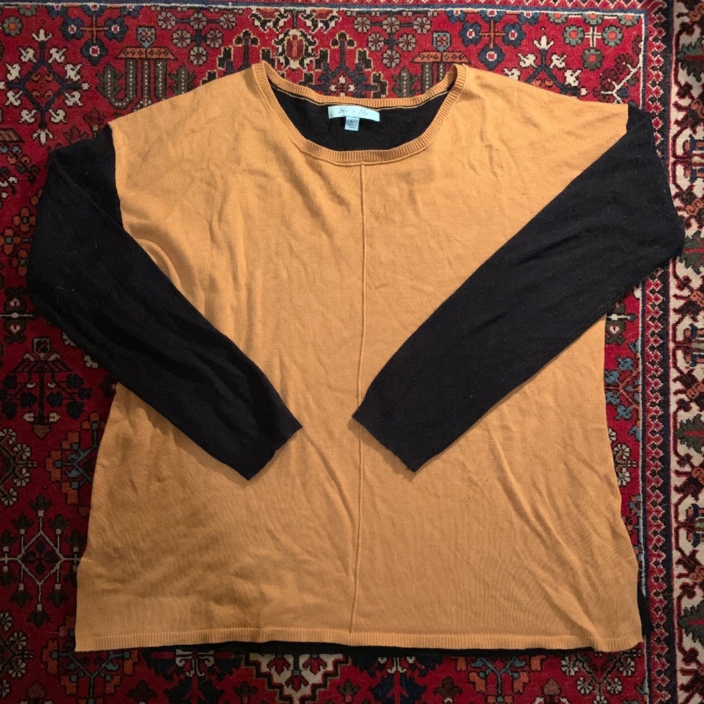 She and Sky Color blocked Minimalist sweater